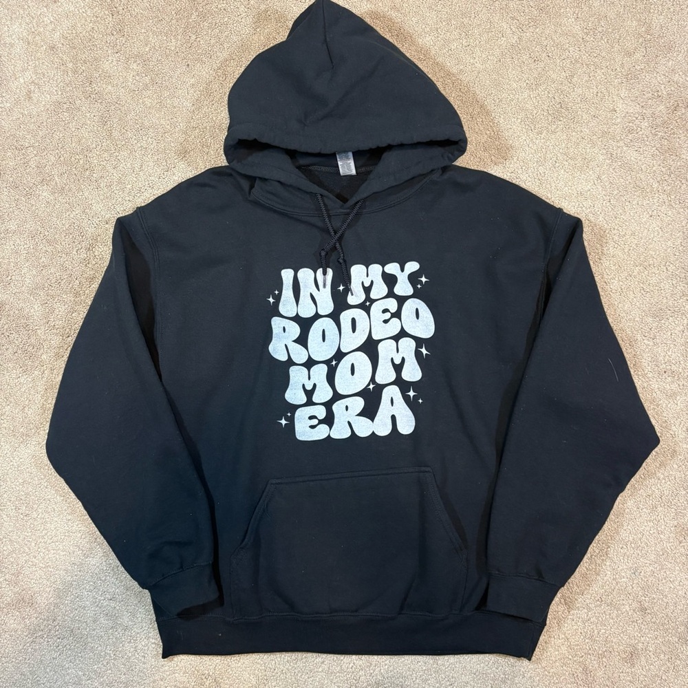 In My Rodeo Mom Era Hoodie Sweatshirt Size Women’s Large Black White